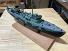 Camouflage Military Ship Model Display On Wooden Display Base