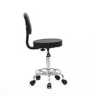 Black Pu Leather Seat Adjustable Hydraulic Swivel Bar Stool With Backrest 37 In 