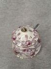 Super Cute Vintage European Purple Floral Mustard Pot And Spoon