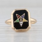 Order Eastern Star Oes Signet Ring 10k Yellow Gold Onyx Size 5 25 Masonic