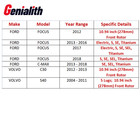 Front Drilled Slotted Brake Rotors Silver   Pads For 2012-2018 Ford Focus 2 0l