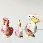 Vintage Set Of 3 Bone China Miniature Pelican Family Figurines Japan 1960   s
