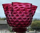 Antique Victorian Glass Lamp Shade Deep Cranberry Hobnail 3 7 8    Fitter Great 