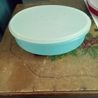 Vtg Tupperware 12    Pie Cupcake Cookie Snack Keeper Carrier Round Blue Sheer
