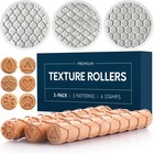 Extra Large Clay Texture Rollers With Pottery Stamps   3 Texture Rollers   6    