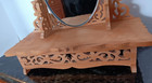 Vintage Scrolled Wood Mirror  Dresser Vanity Table Top Shelf Victorian Handmade