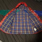 Vintage Oshkosh Bgosh Colorblock Raincoat Red Blue Yellow Plaid Lined Hooded 4t