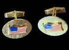 Vintage Cufflinks American Flag Old Glory Star Spangled Banner  Gold Tone