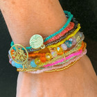 Set Of 3 Boho Beaded Anklets Or Bracelets  Gold Tone Charms  New Lot