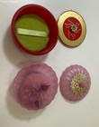 2 Vintage 1970s Avon Beauty Dust Powder Jars   Puffs Persian Woods Elusive Empty