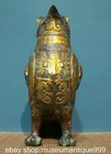 10 6  Chinese Dynasty Bronze Ware Gilt Eagle Bird Inscription Zun Wine Vessels