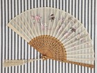 Antique Folding Fan   cherry Blossoms  Silk Embroidery - Japanese  c  Wwii 