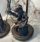 Pair Of Spelter Bronzed Seated Child Lamps