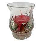 Yankee Candle Crackle Glass Snowman Votive Holder W Candy Cane Lane Candle