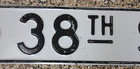 Vtg 38th Street road Sign 24  x 6  Pressed embossed raised Steel Black   White