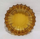 Vintage Mid Century Modern Chunky Sunburst Honey Amber Heavy Ashtray 7  Mcm