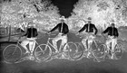 Antique Glass Plate Photo Negative - Four Young Men And Their Bicycles