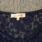 Lace Blouse Floral Tiered Bell Sleeves Sheer Navy Size L Romantic Boho