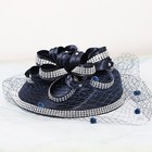 Navy Blue Fascinator Hat For Women Satin Cloth Derby Tea Church Hats Flower Veil