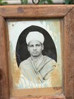 Antique Old Hindu Saint Portrait B  W  Photograph Framed