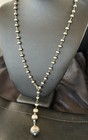 Y Rosary Bead Lariat Navajo Sterling Silver Beads Necklace 6mm 22  18932