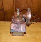 Vintage Copper Metal Porch Light Lamp Fixture Textured Glass