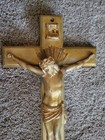 Casket Crucifix Parsons 190 Jesus On Cross 8 X 13 Vtg 3 Lbs Gold Tone Metal