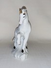 Vtg Unicorn Figurine 1980s Ceramic White Mythical Horse Glossy 5    W gold Accents