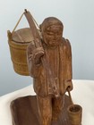 Vintage Asian Figural Sculptures     Hand-carved Wood Water Carrier   Ceramic Mart