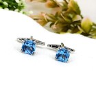 Minimalist Swiss Blue Topaz Cufflinks  Sterling Silver  December Birthstone