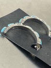 Navajo Pen Point Sterling Silver Earrings With Turquoise 