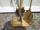 Vintage Polished Brass Fireplace Tool Set 3 Piece With Stand Vgc  