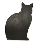 Handpainted Wood Cutout Black   White  Tuxedo Cat Folk Art Figurine 16x10 Vtg 
