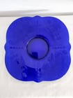 Paden City 10  Cobalt Blue Glass Square Console Tray Plate Orchids Crows Feet