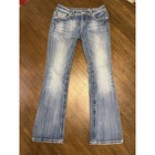 Miss Me Je8017br Bootcut Jeans Embellished Sequin Rhinestone Blue Denim Size 28