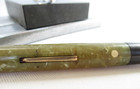 Vintage Art Deco Chrome Bakelite Sheaffer Green Marble Desk Pen Set Holder
