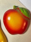 Vintage 3d Retro Kitchen Apple   Pear Fruit Ceramic Wall Plaque New Old Stock