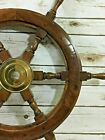 24 brass Wooden Vintage Ship Steering Wheel Pirate D  cor Wood Fishing Wall Boat