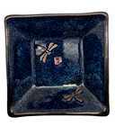 New Blue Moon Dragonfly Rice Noodle Soup Footed Square Bowls Set Of 2 Japan