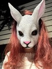 White Rabbit Full Face Mask Cute Bunny Prop For Halloween Party Performance