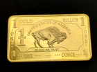 1 Oz -100 Mills Gold Buffalo Bullion Bars  999 Fine Gold Plated Bar