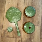 Vintage Bakelite Celluloid Green Marble Brush    Mirror Vanity Set