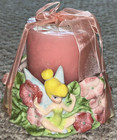 Disney Store Pink Tinker Bell Morning Glory Flower Porcelain Candle Holder New