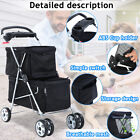 Double 4 Wheels Pet Stroller Cat Dog Cage Stroller Walk Travel Folding Carrier