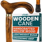 Wooden Walking Stick Cane For Men   Women - 36  Ergonomic Grip  Rubber Tip  Ligh