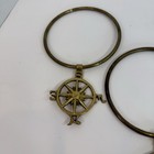Vtg Set Of 4 Solid Brass Nautical Compass Towel Rings Coastal Beach House Decor