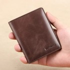 Men s Blue Money Bag Genuine Leather Rfid Wallet For Men Slim Vertical Wallets B