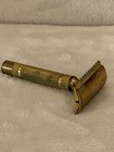 Vintage Gillette Gold Tone Open Comb Safety Razor 3 Piece Brass gold Plated