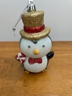 Vintage Penguin   Snowman Plastic Glitter Ornaments Christmas Tree Top Hats