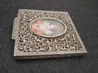 Antique Italian Mc 800 Silver Gilt Reticulated Hand Painted Portrait Compact 129